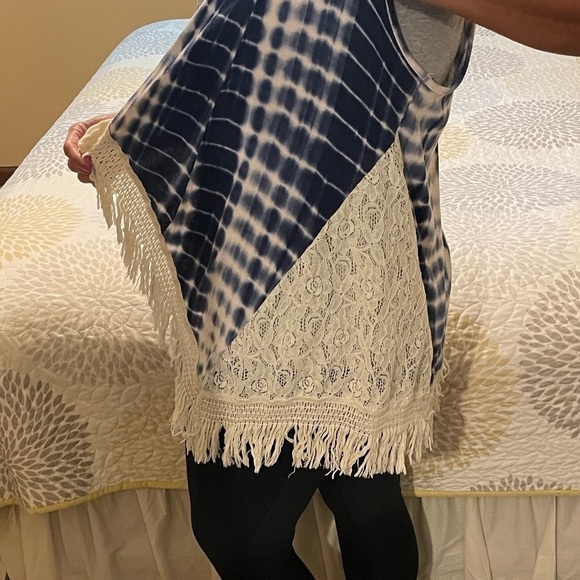 Tie-dye open front fringe cardigan size large - Picture 2 of 6